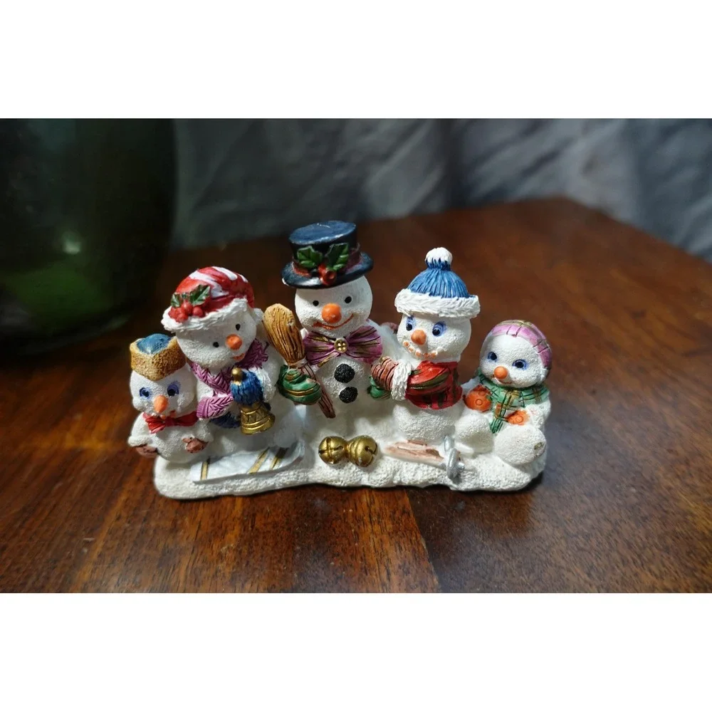 Christmas Snowman Family‎ Figurine Winter Holiday Tabletop Decor 5 Inch Resin